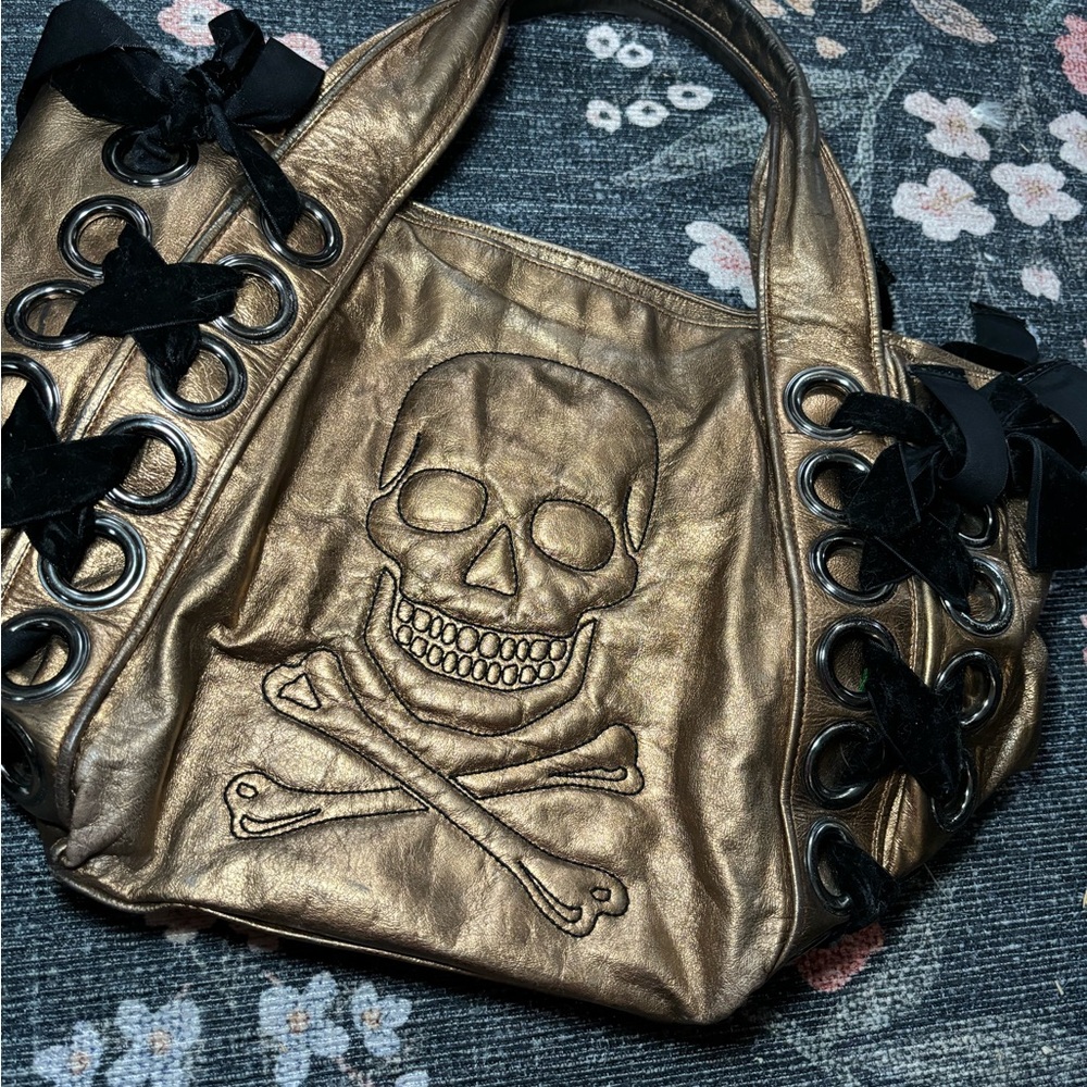 Gold Skull Embellished Betsey Johnson Bag